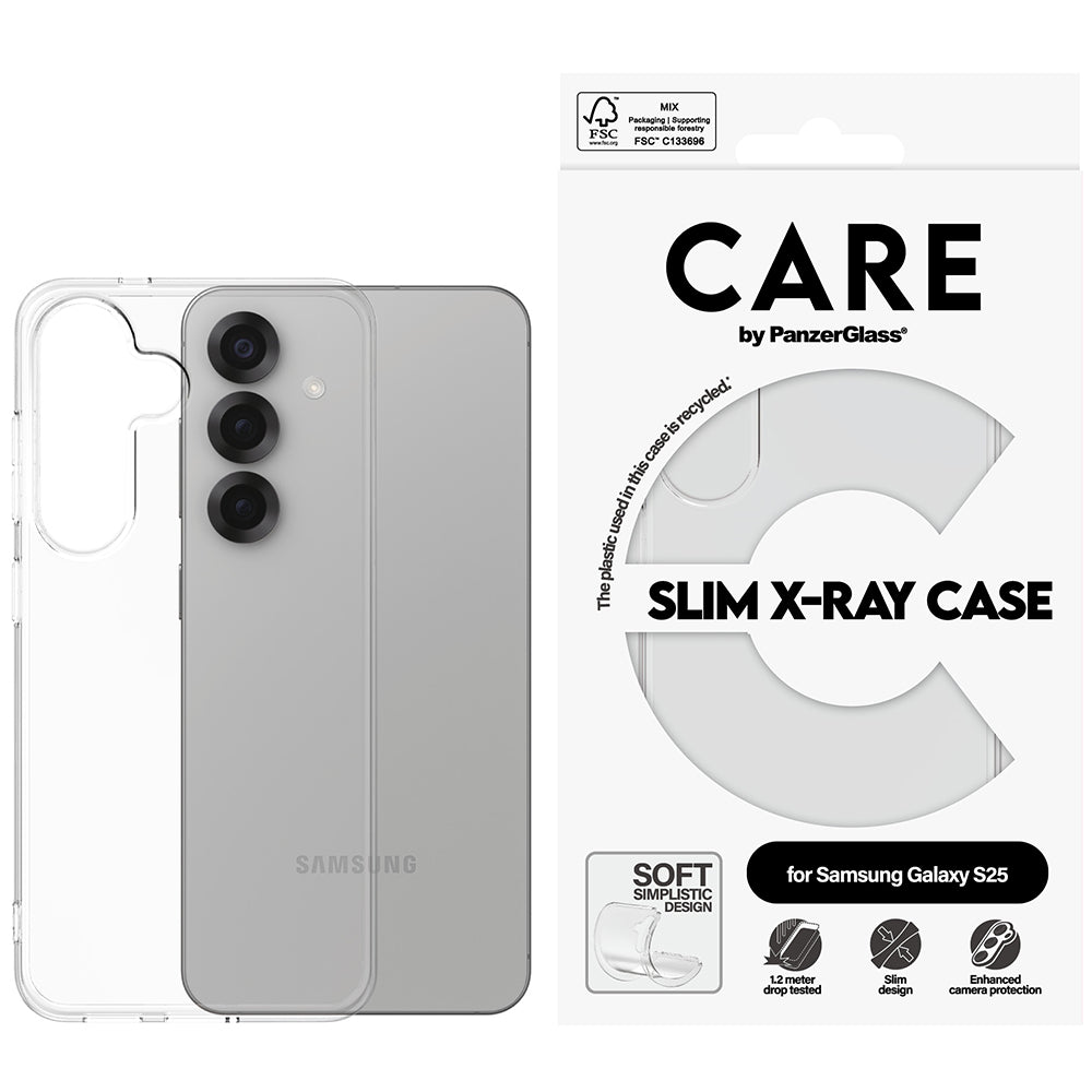 Handyhülle für Galaxy S25, CARE by PanzerGlass Fashion X-Ray, Transparent