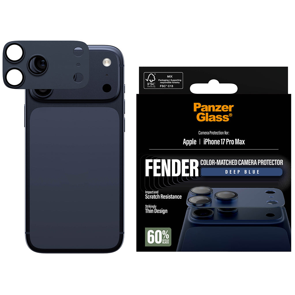 Gehärtetes Glas für die Kamera PanzerGlass Fender Camera Protector für iPhone 17 Pro Max, Dunkelblau