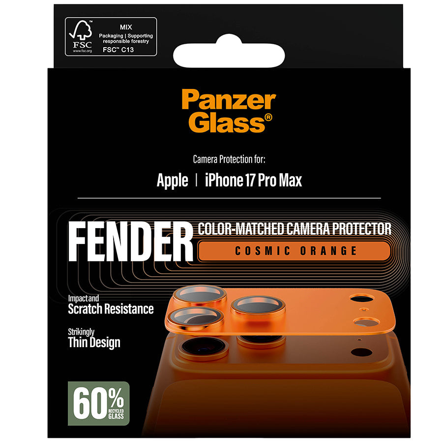 Gehärtetes Glas für die Kamera PanzerGlass Fender Camera Protector für iPhone 17 Pro Max, Orange