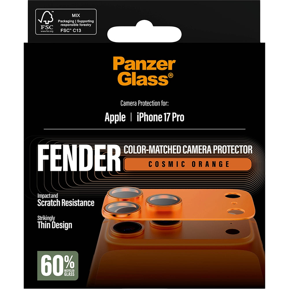 Gehärtetes Glas für die Kamera PanzerGlass Fender Camera Protector für iPhone 17 Pro, Orange