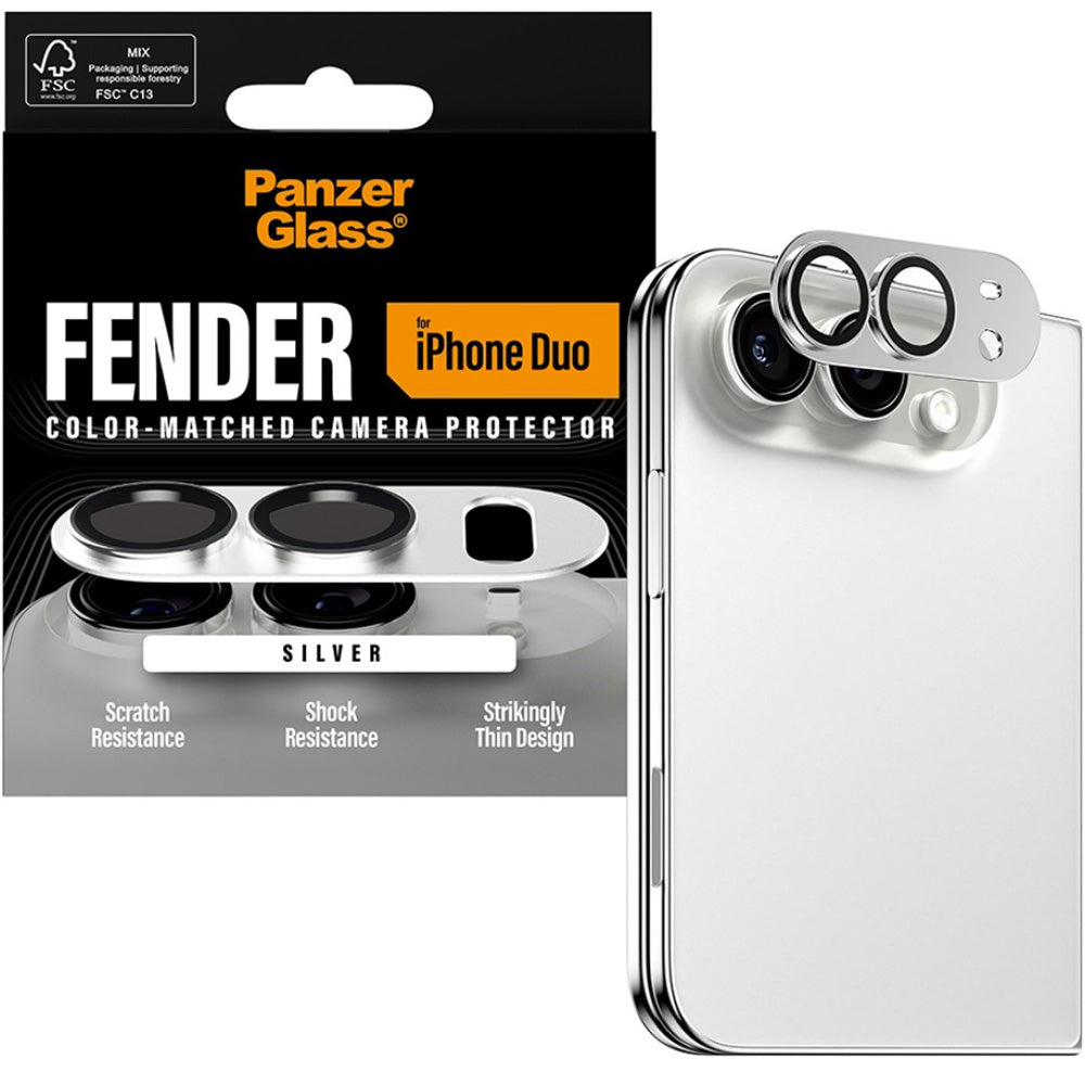 Schutzglas für die Kamera PanzerGlass Fender Camera Protector für iPhone Duo, Silbern (1/6)