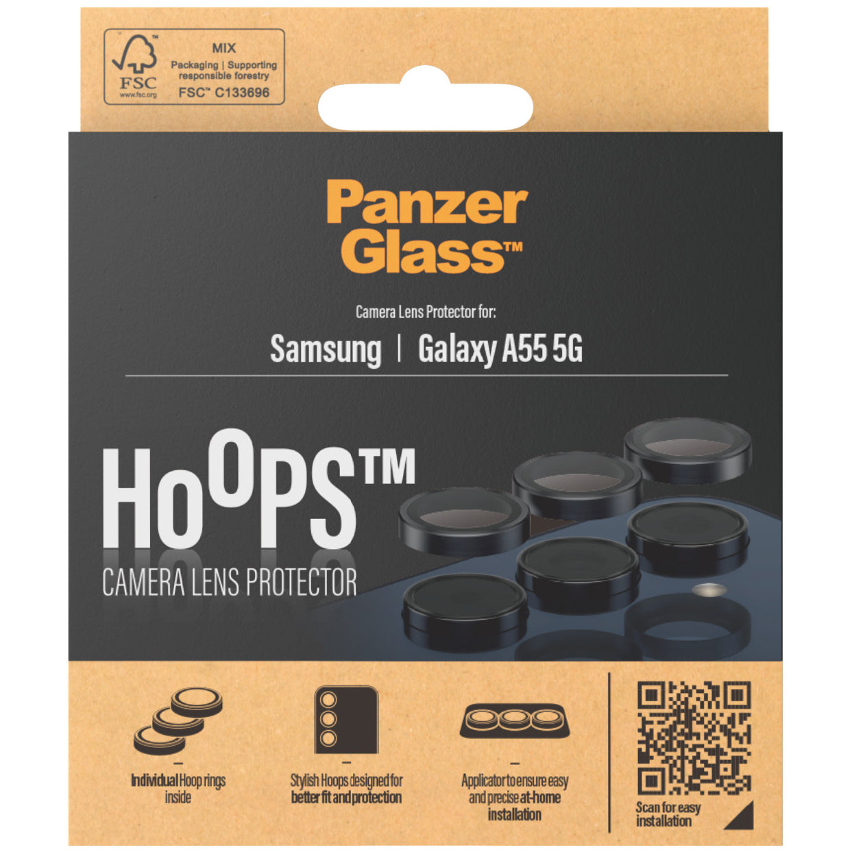 Gehärtetes Glas für Galaxy A55 5G, PanzerGlass Hoops