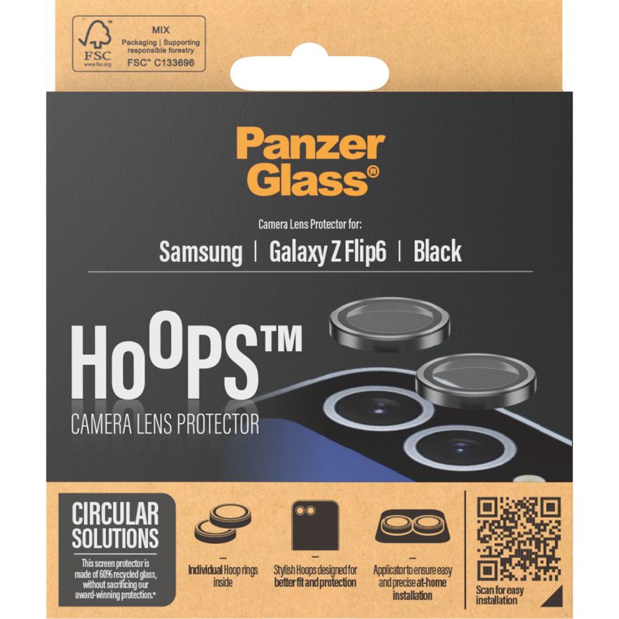 Gehärtetes Glas für Galaxy Z Flip7 FE / Z Flip6, PanzerGlass Hoops Camera Lens
