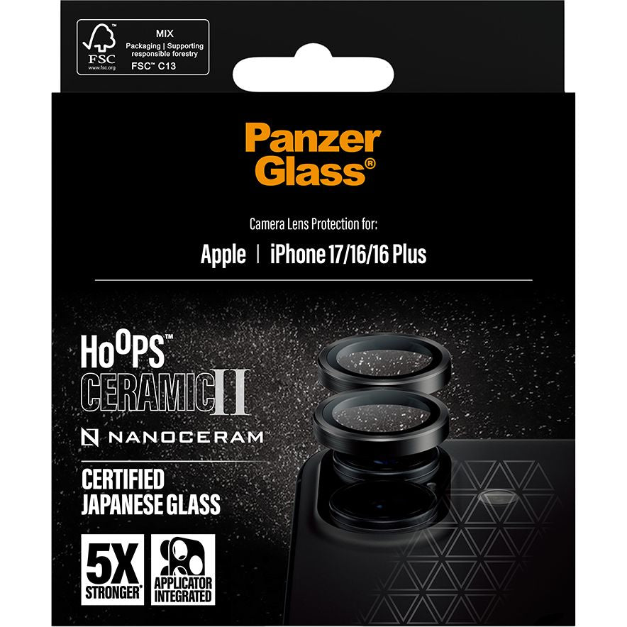 Keramikglas mit Applikator für iPhone 17 / 16 Plus / 16, PanzerGlass Hoops Ceramic II