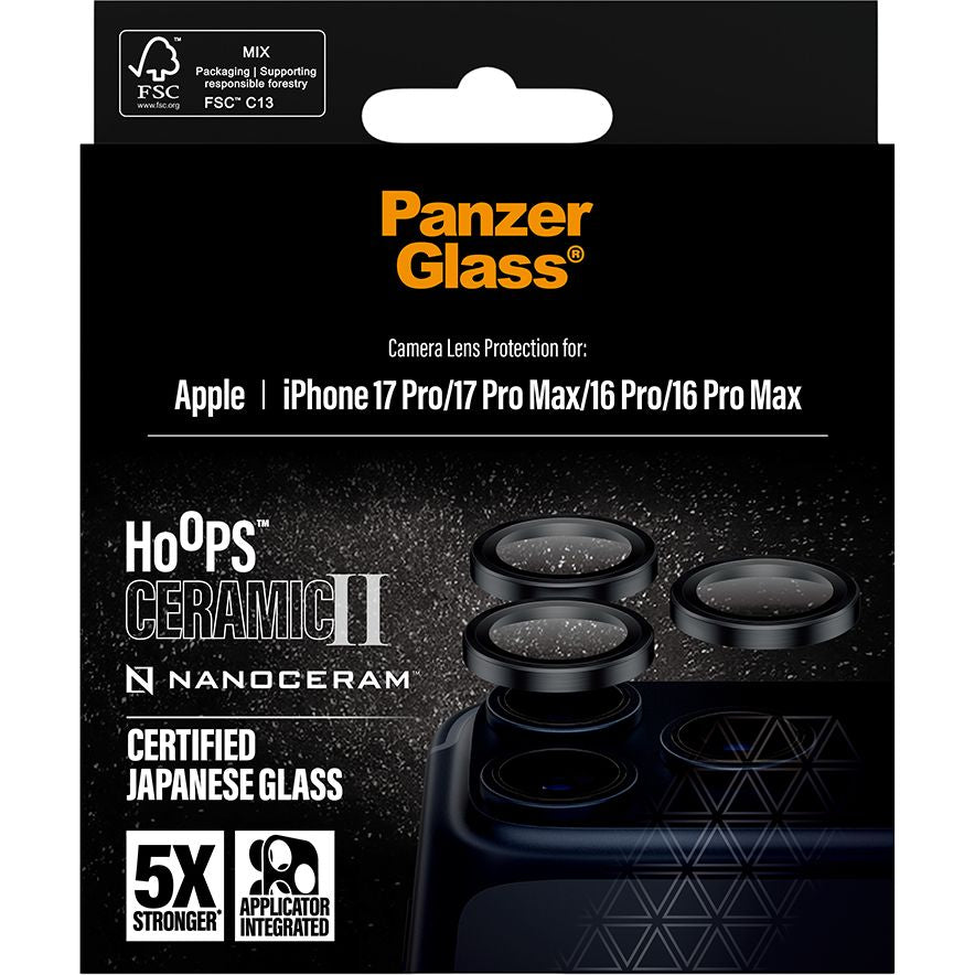 Keramikglas mit Applikator für iPhone 17 Pro Max / 17 Pro / 16 Pro Max / 16 Pro, PanzerGlass Hoops Ceramic II