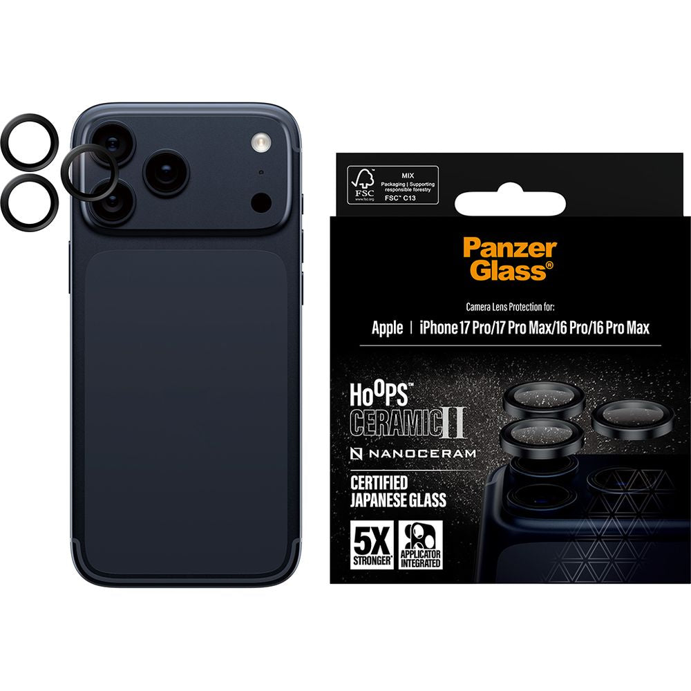 Keramikglas mit Applikator für iPhone 17 Pro Max / 17 Pro / 16 Pro Max / 16 Pro, PanzerGlass Hoops Ceramic II