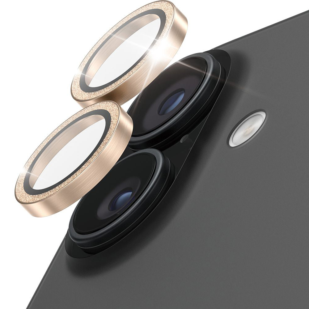 Gehärtetes Glas für iPhone 17 / 16 Plus / 16, PanzerGlass Hoops Glitter Gold Camera Lens Protector, Transparent und Gold