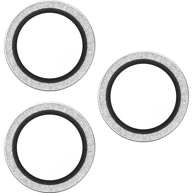 Gehärtetes Glas für iPhone 17 Pro Max / 17 Pro / 16 Pro Max / 16 Pro, PanzerGlass Hoops Glitter Silver Camera Lens Protector, Transparent und Silbern