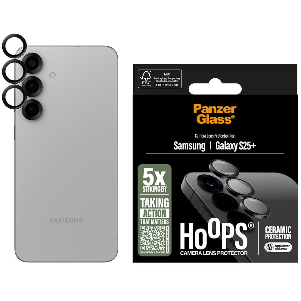Gehärtetes Glas für Galaxy S25 Plus, PanzerGlass Hoops Camera, Grau