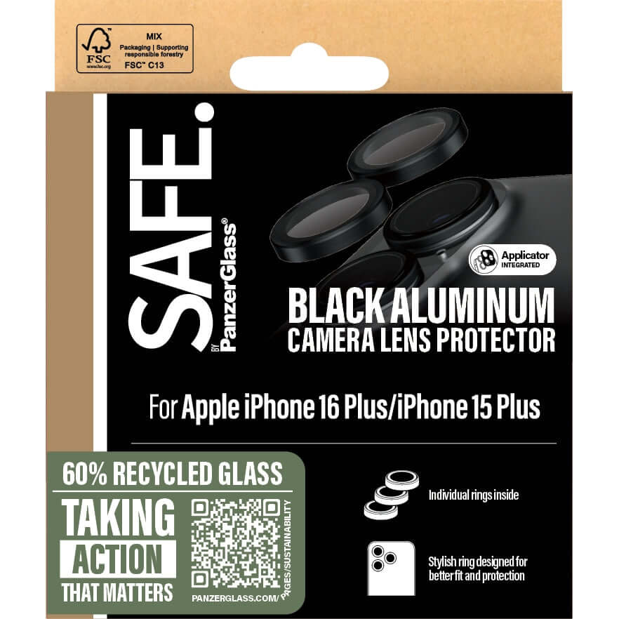 Gehärtetes Glas für Apple iPhone 16 / 16 Plus, Safe by PanzerGlass Camera Lens Protector