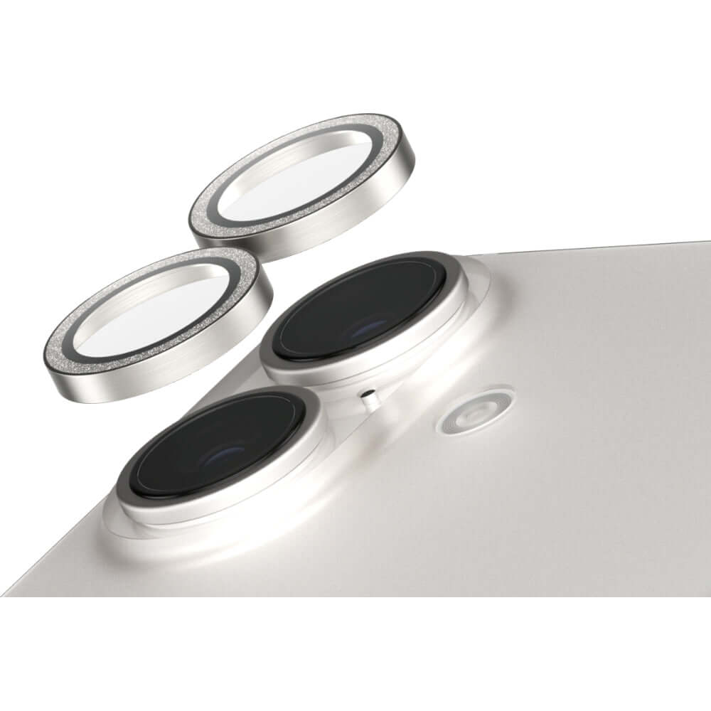 Gehärtetes Glas für Apple iPhone 16 / 16 Plus, Safe by PanzerGlass Camera Lens Protector Glitter Silver