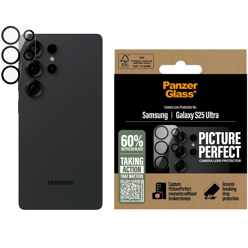 Gehärtetes Glas für Galaxy S25 Ultra, PanzerGlass PicturePerfect Camera Lens Protector, Schwarz