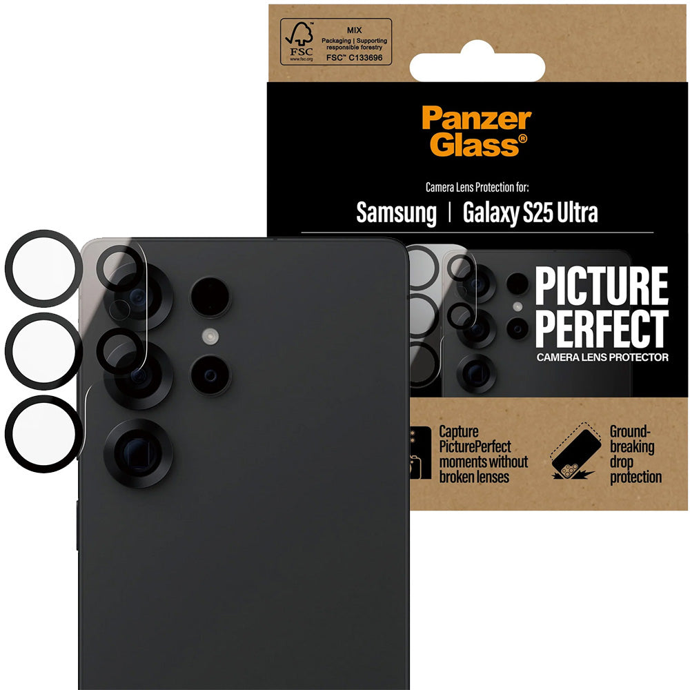 Gehärtetes Glas für Galaxy S25 Ultra, PanzerGlass PicturePerfect Camera Lens Protector, Schwarz