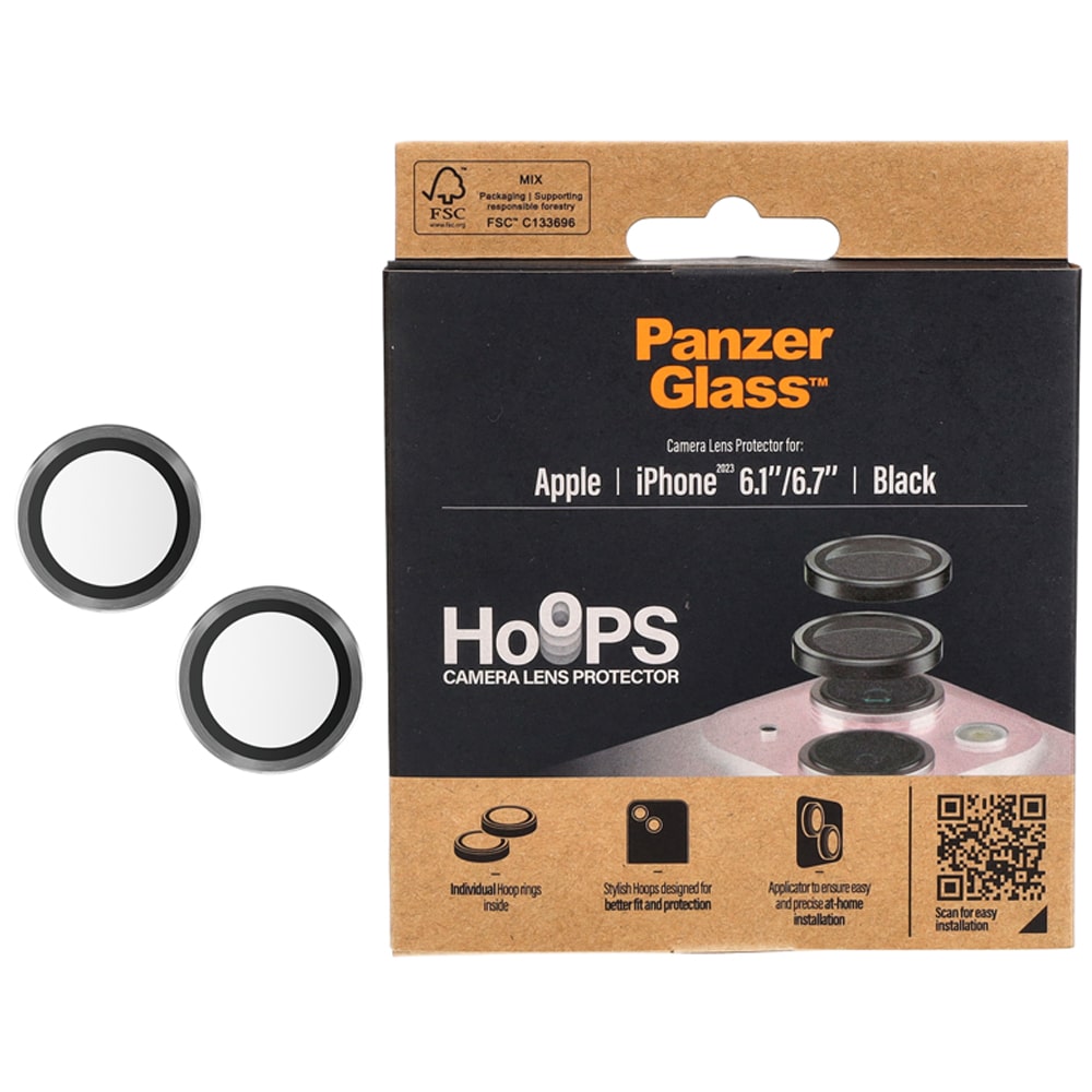 Gehärtetes Glas PanzerGlass Hoops für iPhone 15 / 15 Plus
