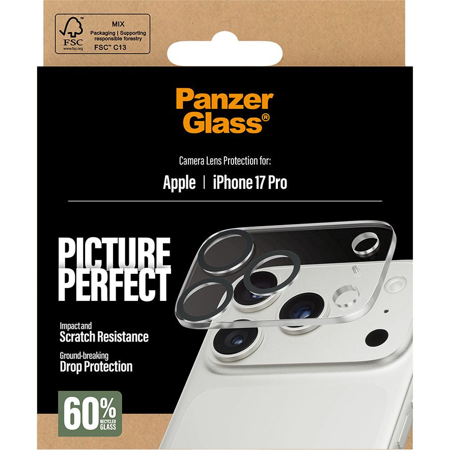 Gehärtetes Glas für iPhone 17 Pro, PanzerGlass PicturePerfect Camera Lens Protector, Transparent und Schwarz