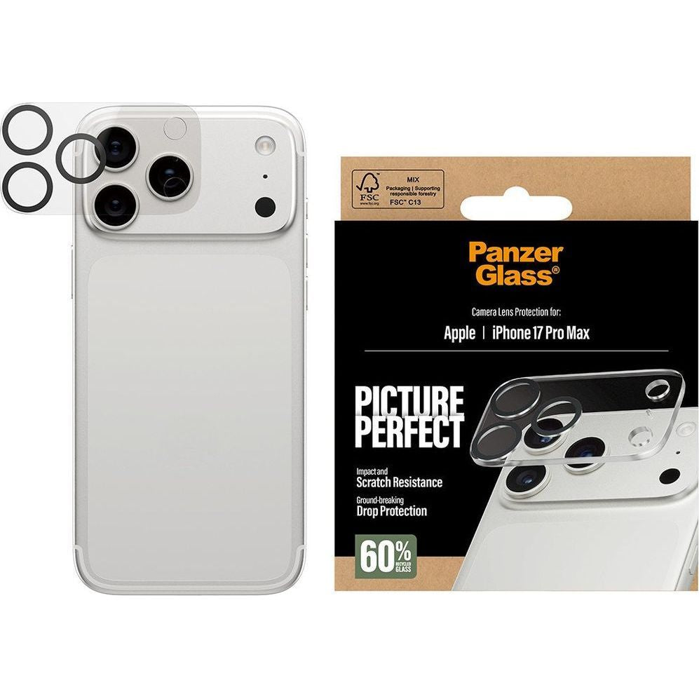 Gehärtetes Glas für iPhone 17 Pro Max, PanzerGlass PicturePerfect Camera Lens Protector, Transparent-Schwarz