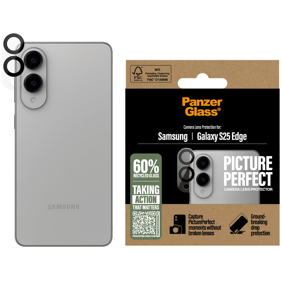 Gehärtetes Glas für Galaxy S25 Edge, PanzerGlass PicturePerfect Camera Lens Protector, Schwarz