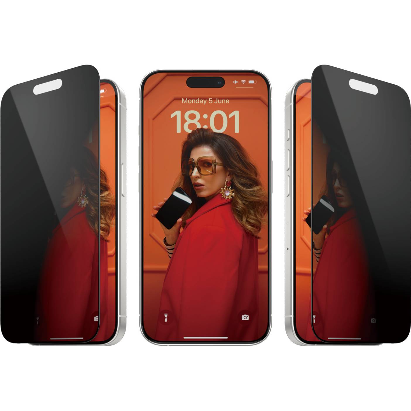 Gehärtetes Glas für das gesamte Display PanzerGlass Ultra-Wide Fit Privacy + EasyAligner für iPhone 15 Pro, Getönte mit schwarzer Rahmen