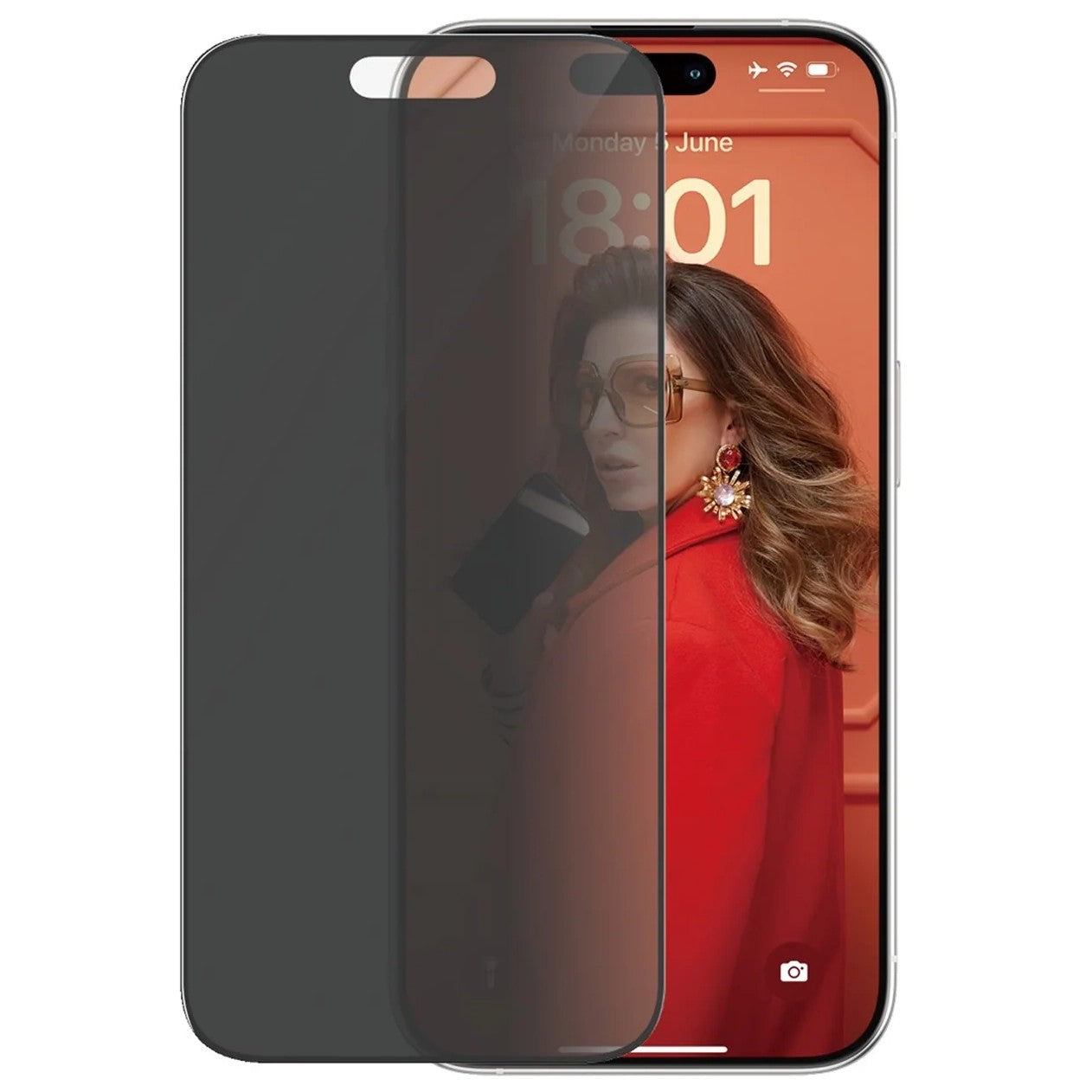 Gehärtetes Glas für das gesamte Display PanzerGlass Ultra-Wide Fit Privacy + EasyAligner für iPhone 15 Pro, Getönte mit schwarzer Rahmen
