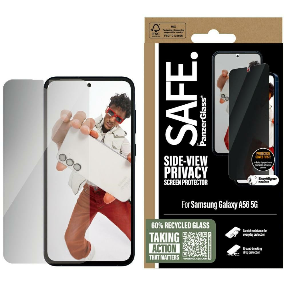 Sichtschutzglas mit Applikator für Galaxy A56 5G, Safe by PanzerGlass Ultra-Wide Fit Privacy + EasyAligner