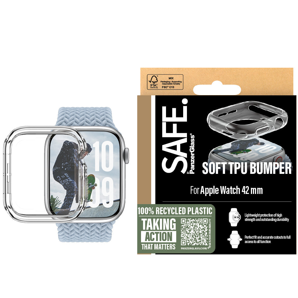 Hülle für Apple Watch 11 / 10 (42 mm), SAFE by PanzerGlass TPU Case, Transparent