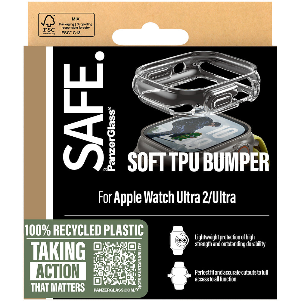 Hülle für Apple Watch Ultra 4/3/2/1 49 mm, SAFE by PanzerGlass TPU Case, Transparent