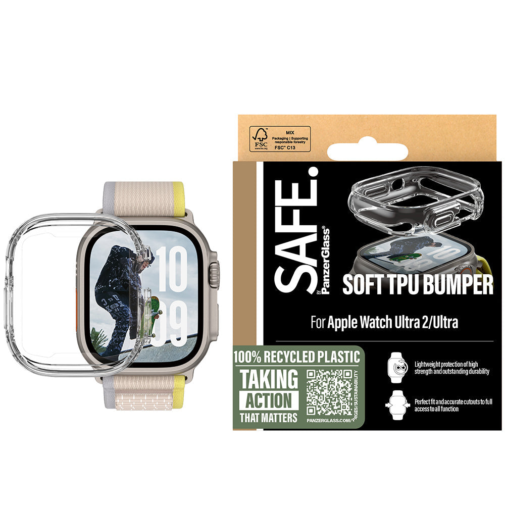 Hülle für Apple Watch Ultra 4/3/2/1 49 mm, SAFE by PanzerGlass TPU Case, Transparent