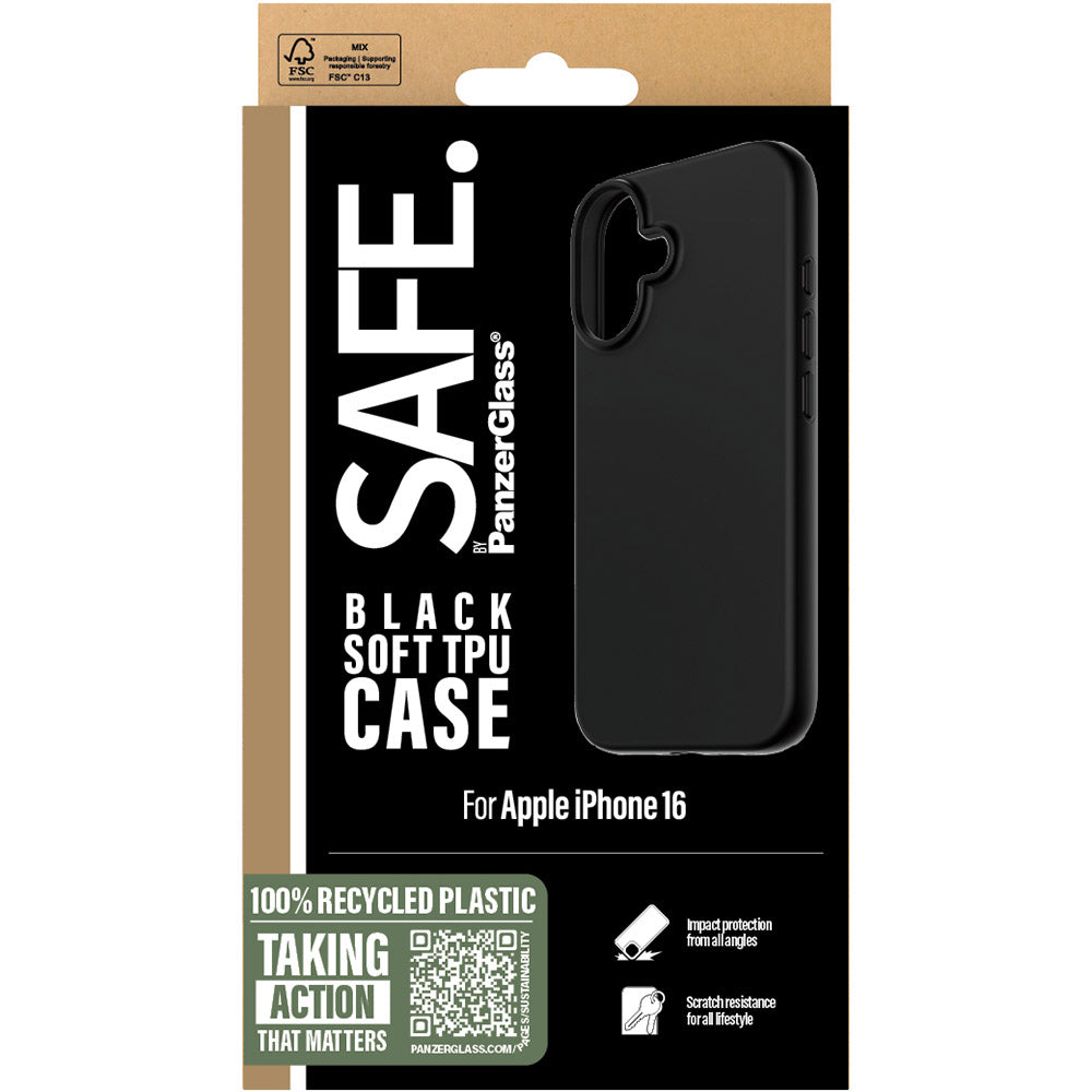 Handyhülle für iPhone 16, SAFE by PanzerGlass TPU Case, Schwarz
