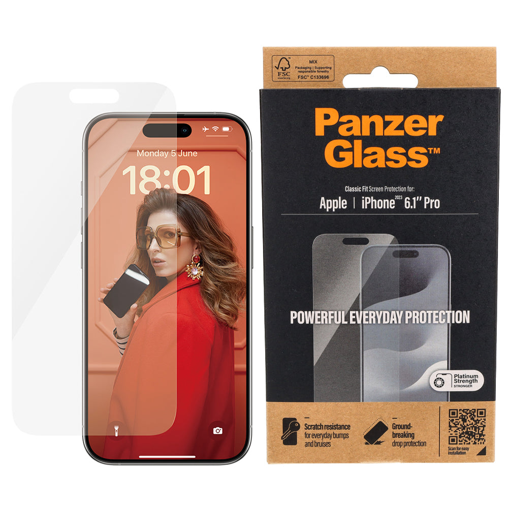Gehärtetes Glas PanzerGlass Classic Fit für iPhone 15 Pro