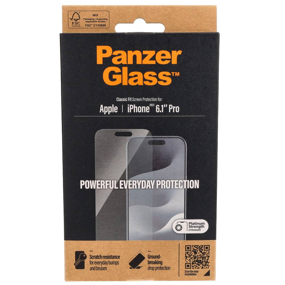 Gehärtetes Glas PanzerGlass Classic Fit für iPhone 15 Pro