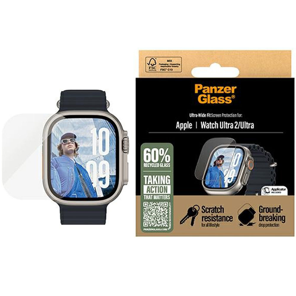 Gehärtetes Glas für Apple Watch Ultra 4/3/2/1 49 mm, PanzerGlass Ultra-Wide Fit
