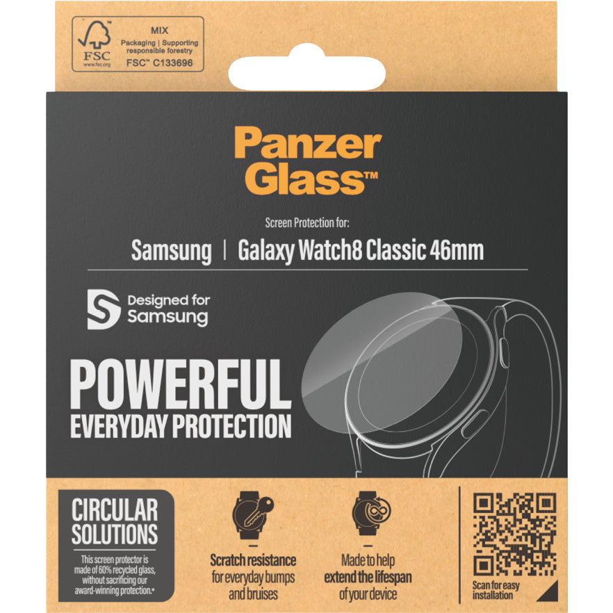 Antibakterielles Glas für Galaxy Watch 8 Classic 46mm, PanzerGlass Screen Protection, Transparent
