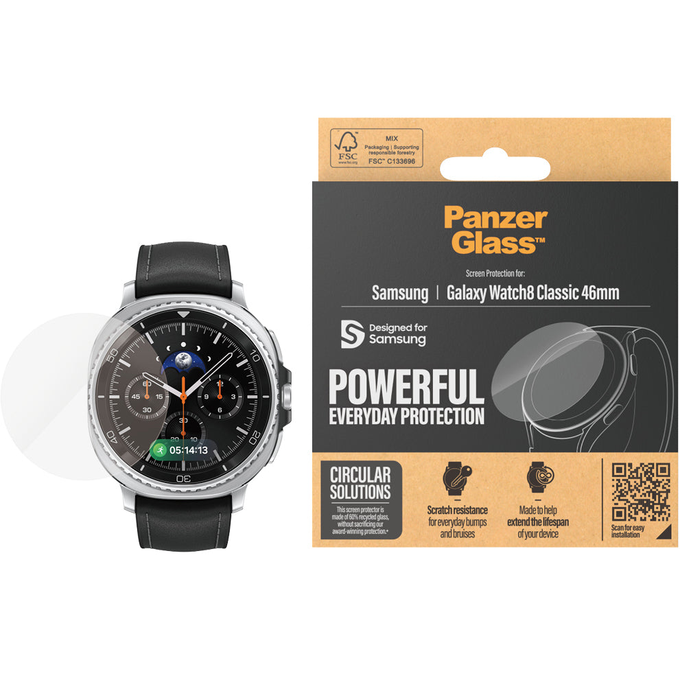 Antibakterielles Glas für Galaxy Watch 8 Classic 46mm, PanzerGlass Screen Protection, Transparent