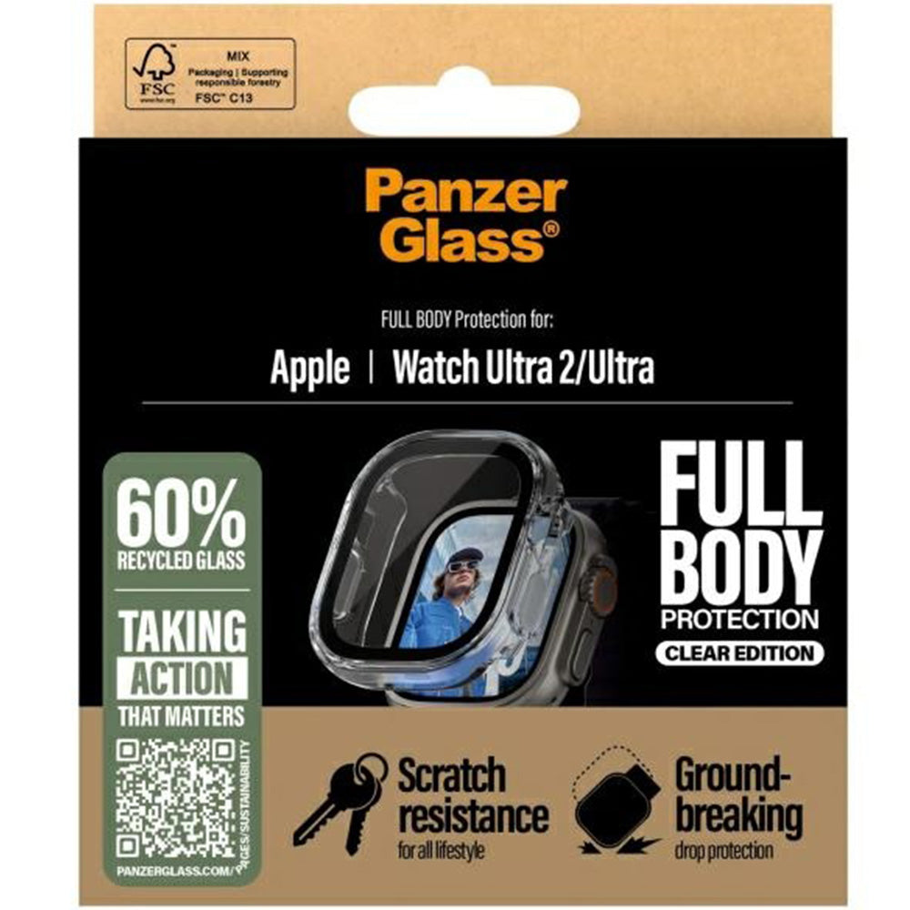 Schutzhülle mit Displayschutz für Apple Watch Ultra 4/3/2/1 49 mm, PanzerGlass Snappie Full Body, Transparent