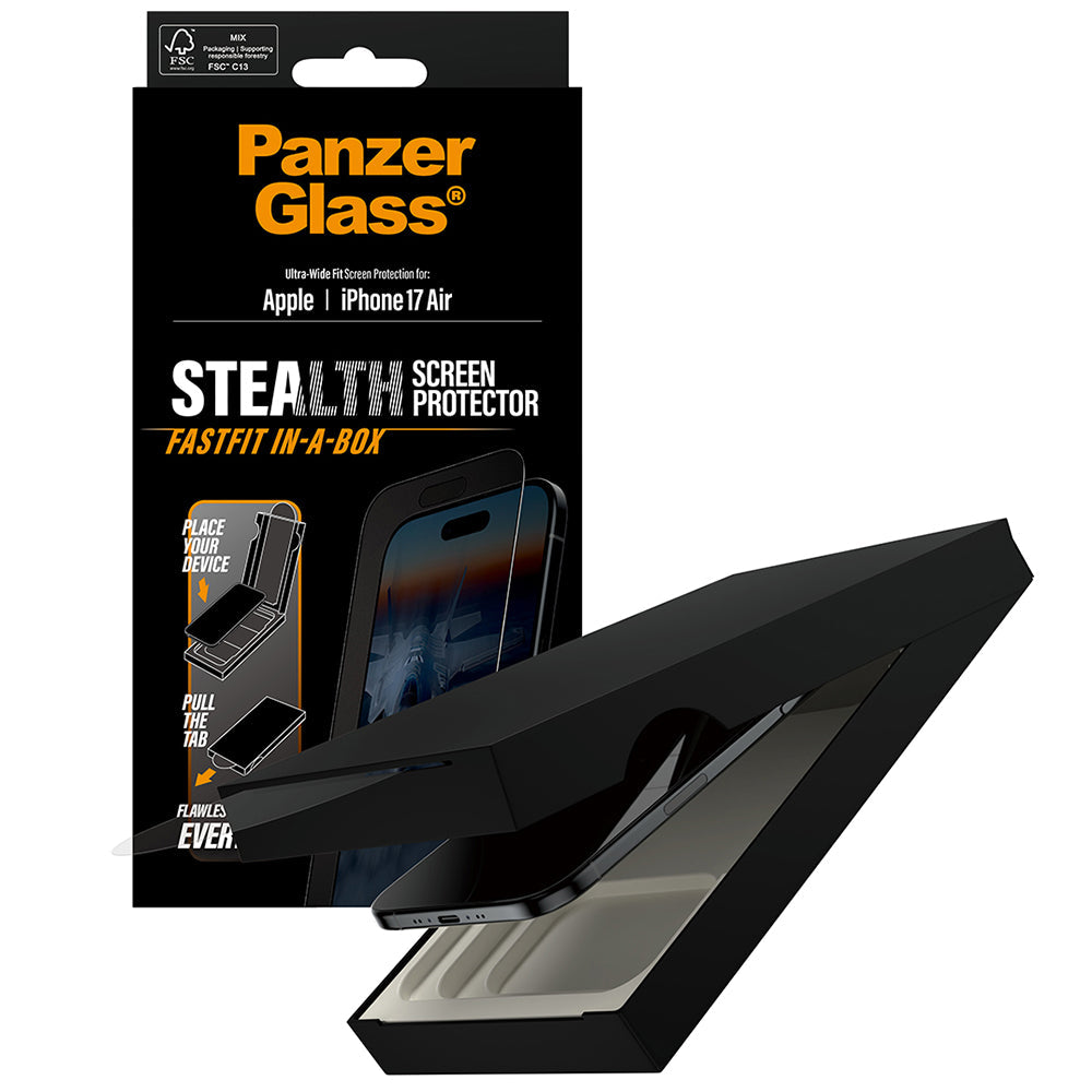Gehärtetes Glas mit Applikator für iPhone Air, PanzerGlass Stealth Ultra-Wide Fastfit