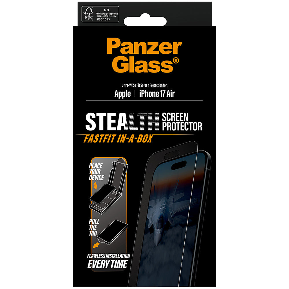 Gehärtetes Glas mit Applikator für iPhone Air, PanzerGlass Stealth Ultra-Wide Fastfit