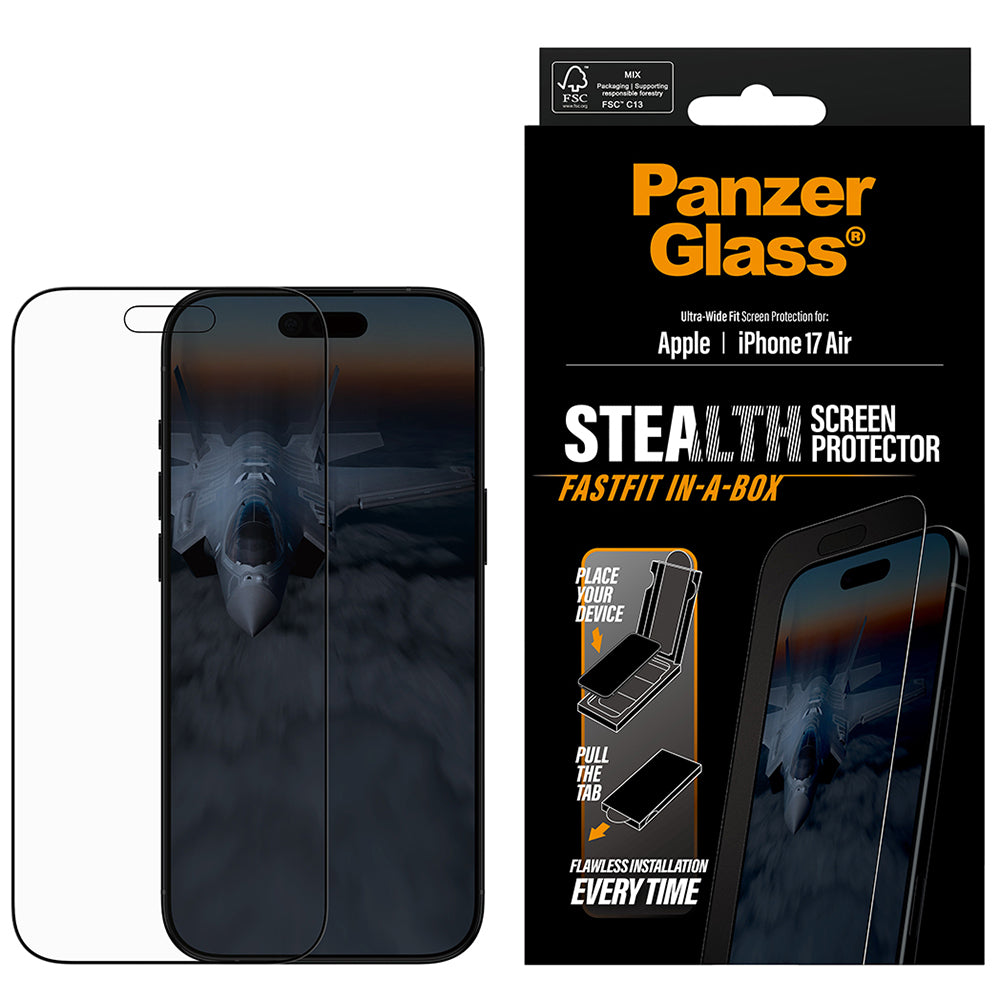 Gehärtetes Glas mit Applikator für iPhone Air, PanzerGlass Stealth Ultra-Wide Fastfit