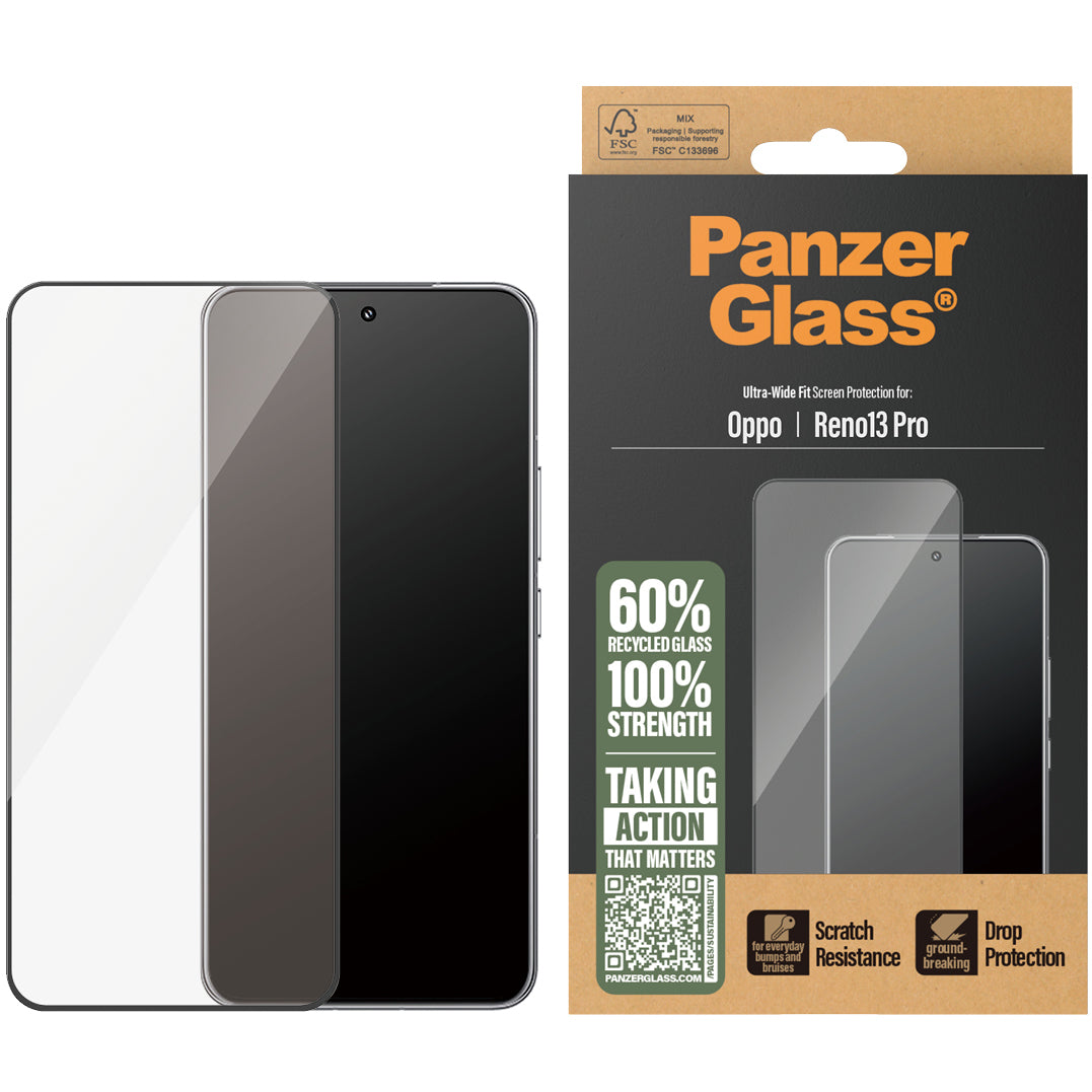 Hartglas für Oppo Reno 13 Pro PanzerGlass Ultra-Wide Fit, schwarzem Rahmen
