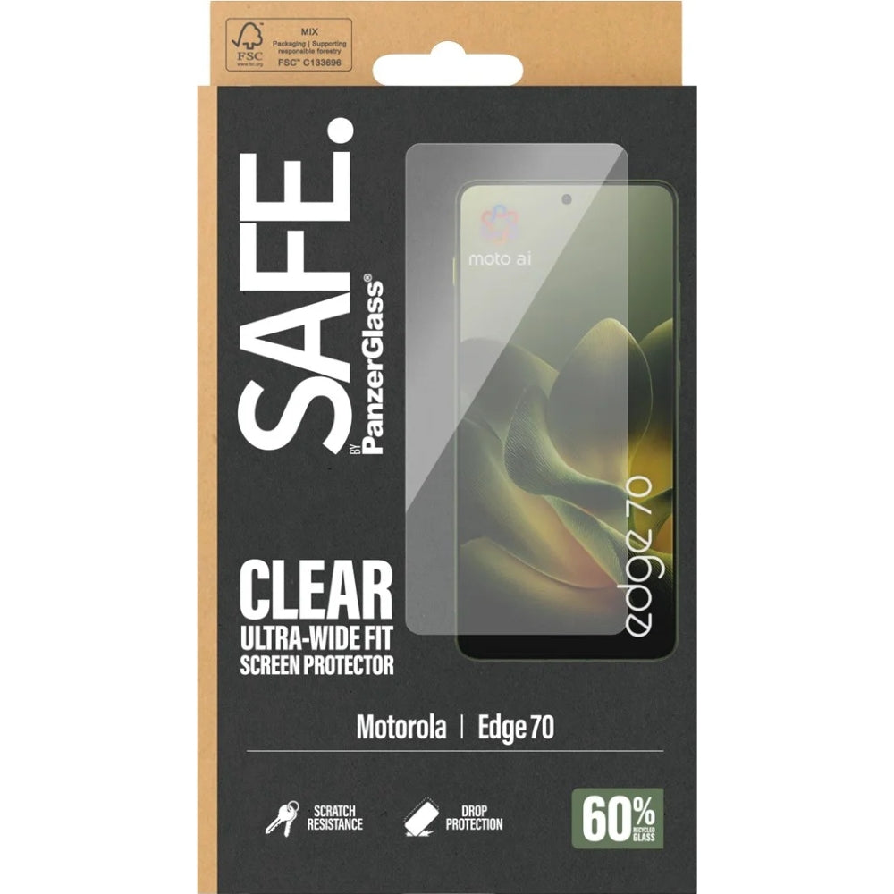 Gehärtetes Glas für Motorola Edge 70, SAFE by PanzerGlass Ultra-Wide Fit, Transparent