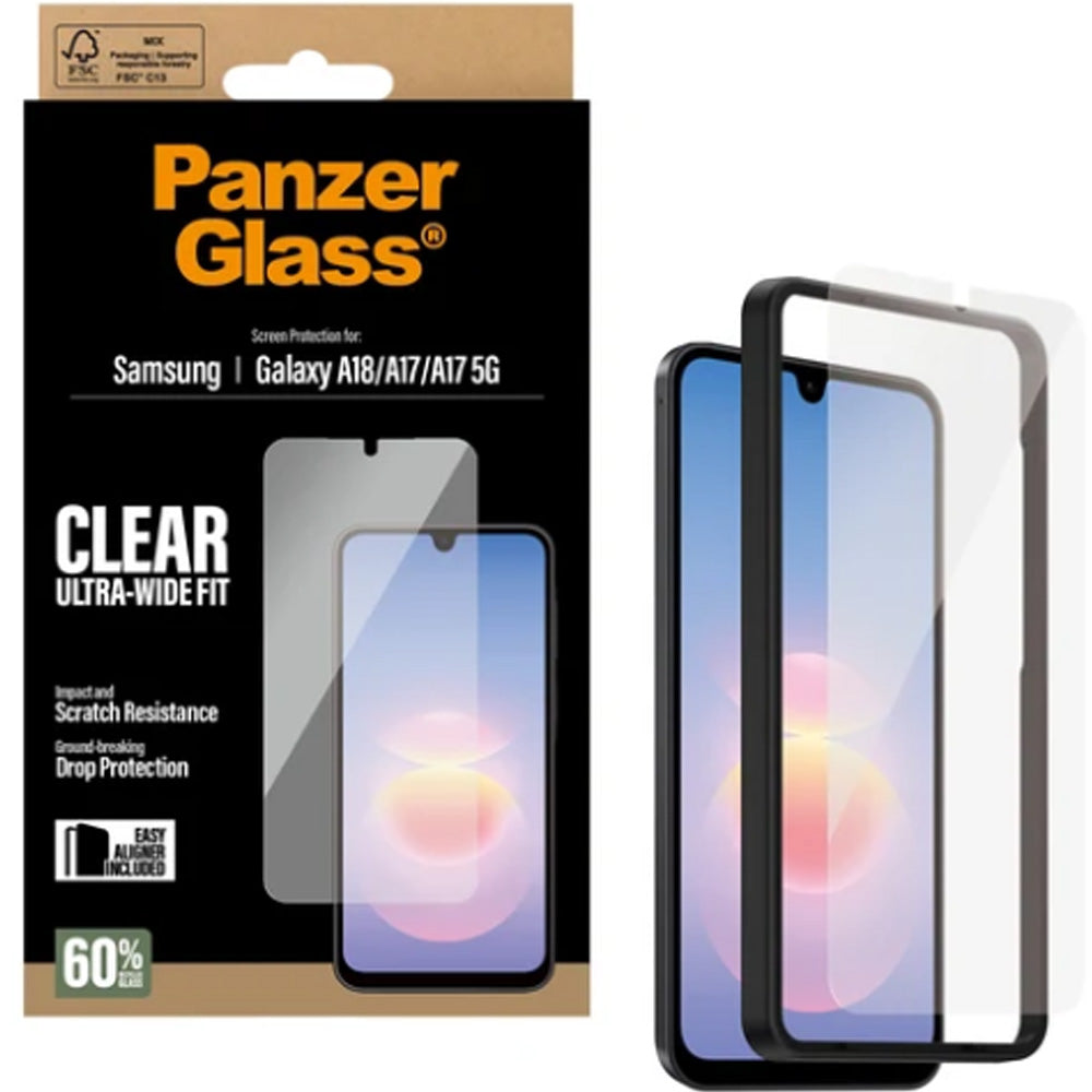 Schutzglas mit Applikator für Galaxy A17 5G / 4G, Galaxy A18 5G, PanzerGlass Ultra-Wide Fit Easy Aligner, Transparent (2/6)