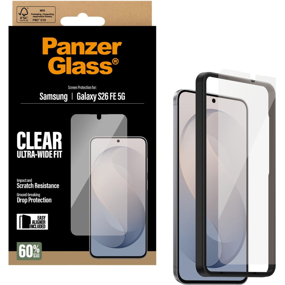 Schutzglas mit Applikator für Galaxy S26 FE, PanzerGlass Ultra-Wide Fit, Transparent (2/6)