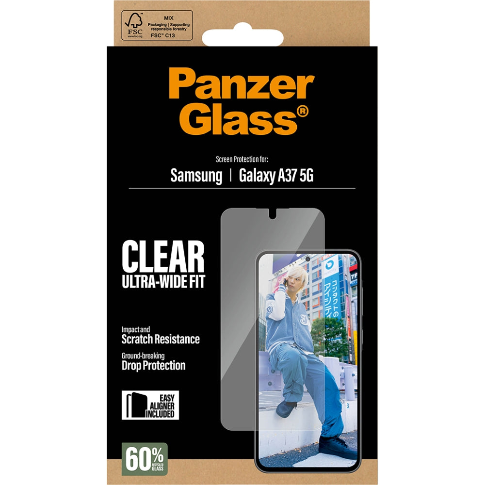 Gehärtetes Glas für Galaxy A37 5G, PanzerGlass Ultra-Wide Fit, Transparent
