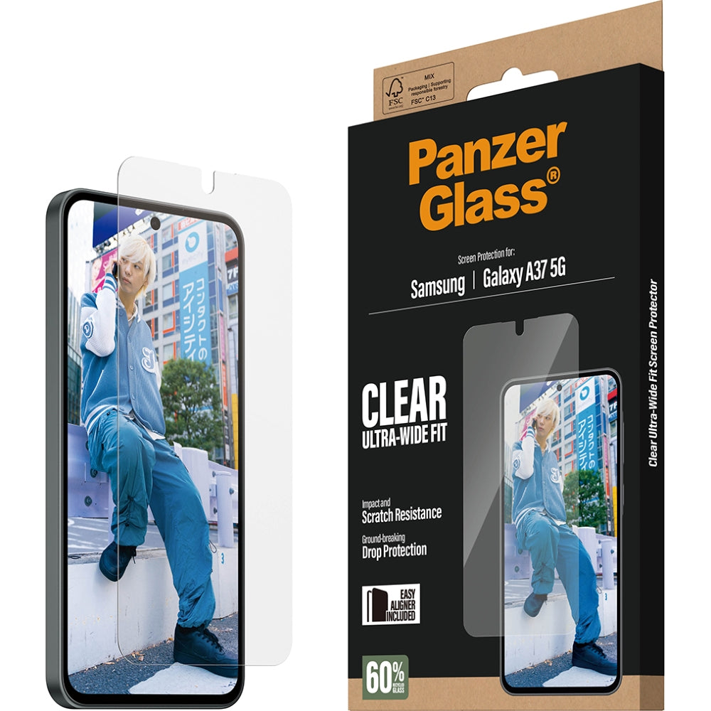 Gehärtetes Glas für Galaxy A37 5G, PanzerGlass Ultra-Wide Fit, Transparent