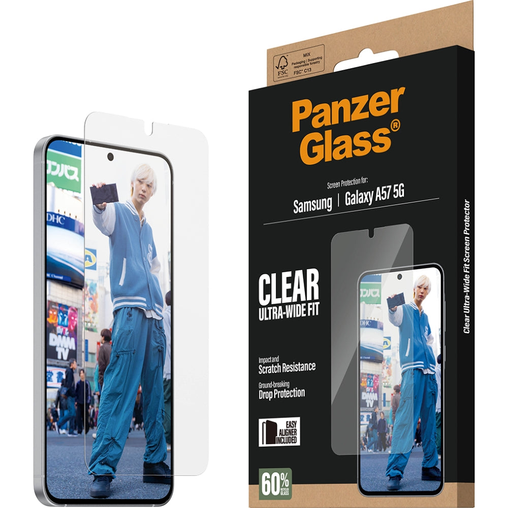 Gehärtetes Glas für Galaxy A57 5G, PanzerGlass Ultra-Wide Fit, Transparent