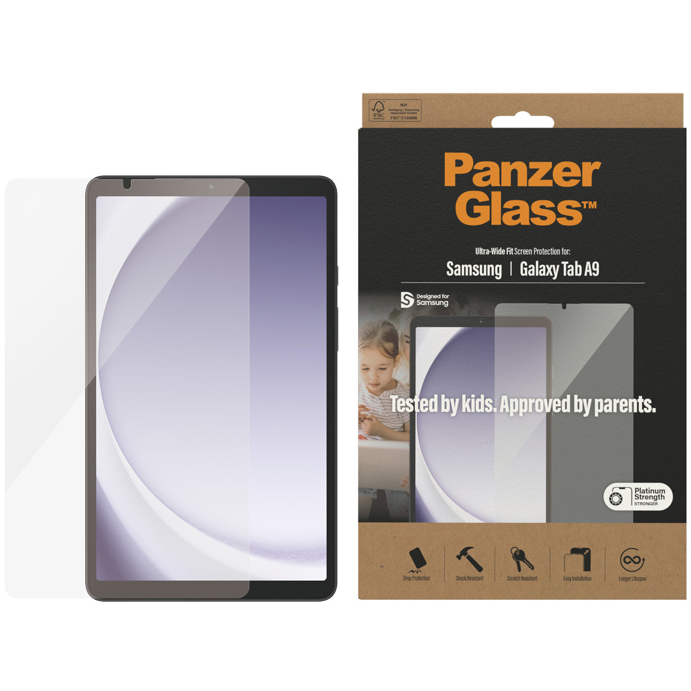 Gehärtetes Glas für Galaxy Tab A9, PanzerGlass Ultra-Wide Fit