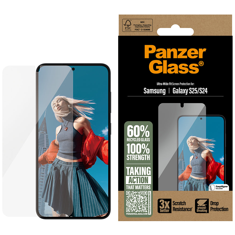 Gehärtetes Glas für Galaxy S25 PanzerGlass Ultra-Wide Fit, Transparent