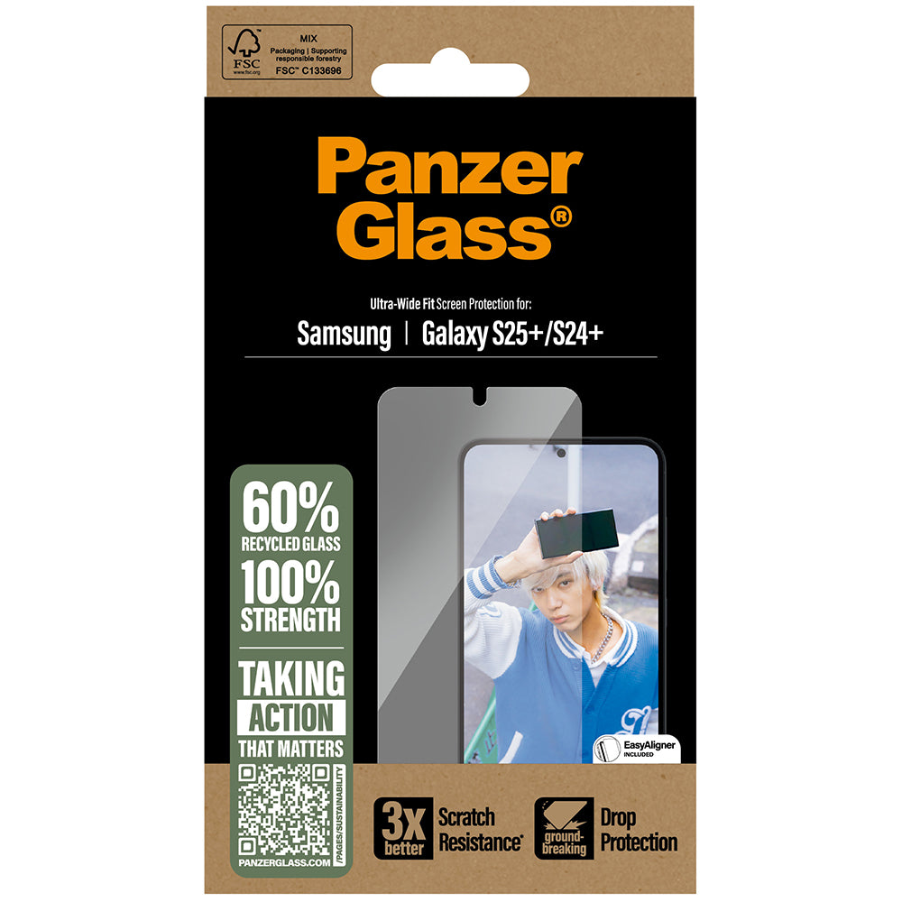 Gehärtetes Glas für Galaxy S25 Plus PanzerGlass Ultra-Wide Fit, Transparent