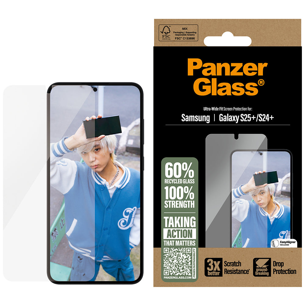 Gehärtetes Glas für Galaxy S25 Plus PanzerGlass Ultra-Wide Fit, Transparent