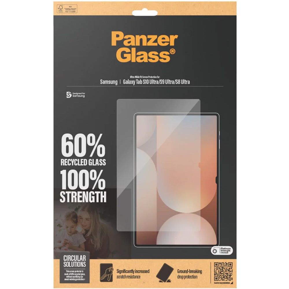 Gehärtetes Glas für Galaxy Tab S10 Ultra / S9 Ultra / S8 Ultra, PanzerGlass Ultra-Wide Fit, Transparent