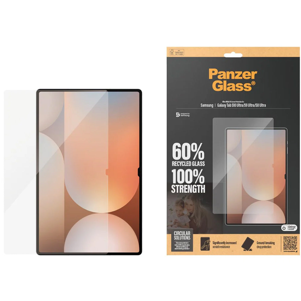 Gehärtetes Glas für Galaxy Tab S10 Ultra / S9 Ultra / S8 Ultra, PanzerGlass Ultra-Wide Fit, Transparent